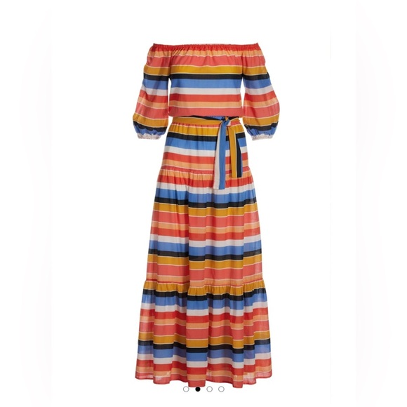 Boston Proper Striped Off-Shoulder Maxi Dress - Picture 2 of 9
